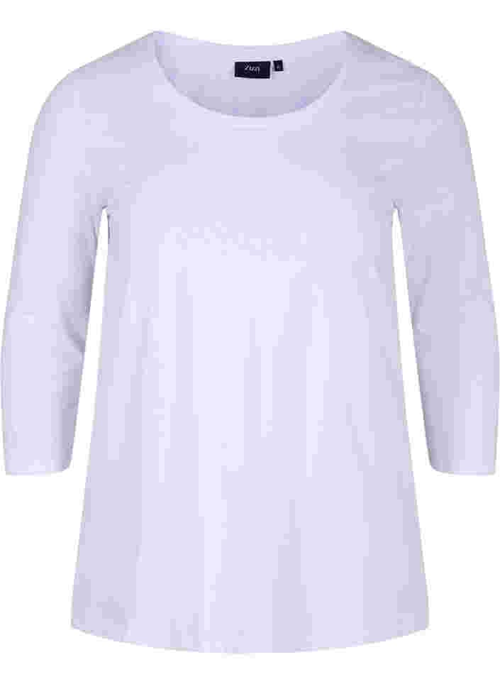 Basic t-shirt met driekwartsmouwen, Bright White
