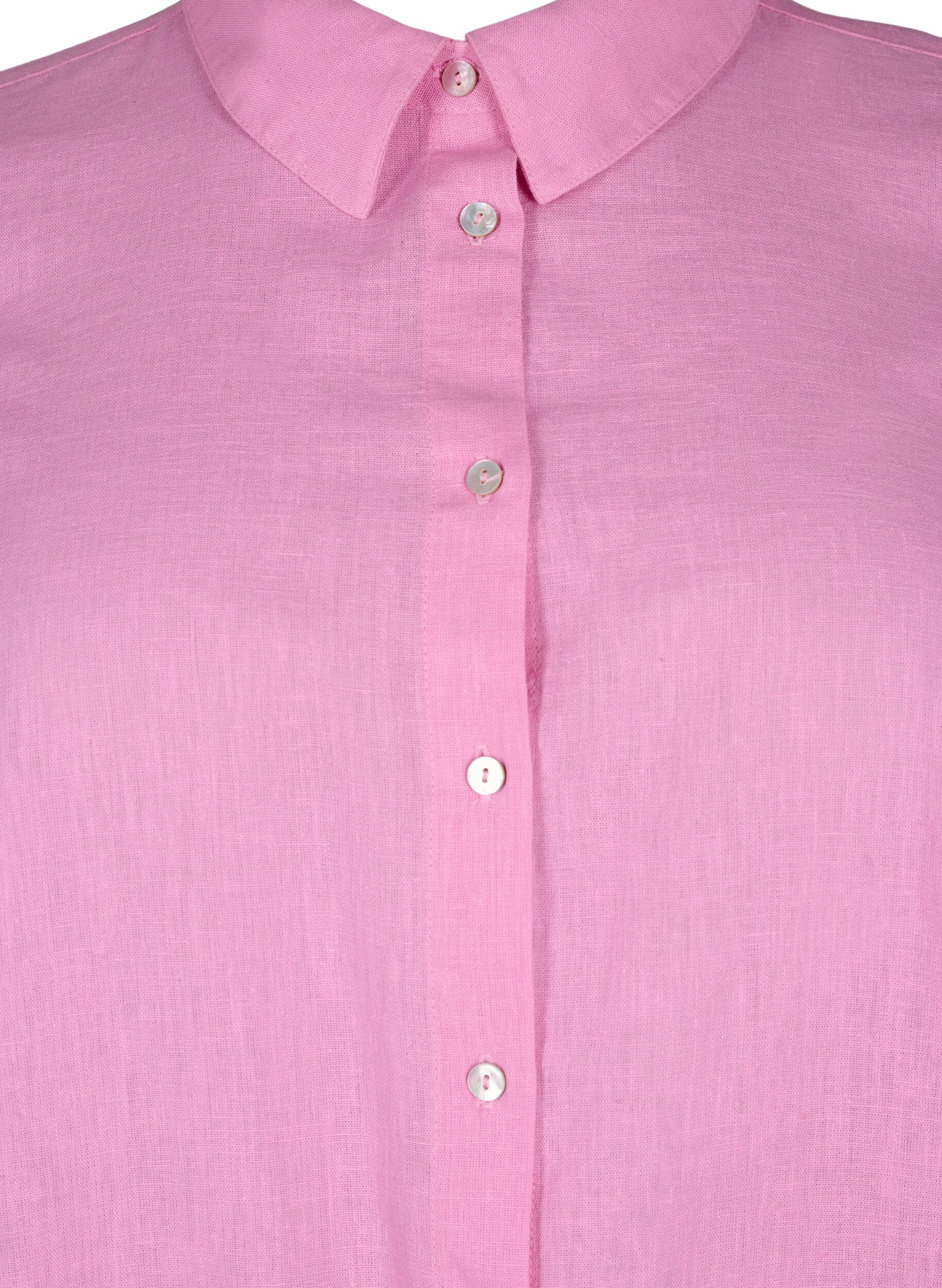 Zizzi Lang shirt van linnen en katoen, Rosebloom, Packshot image number 2