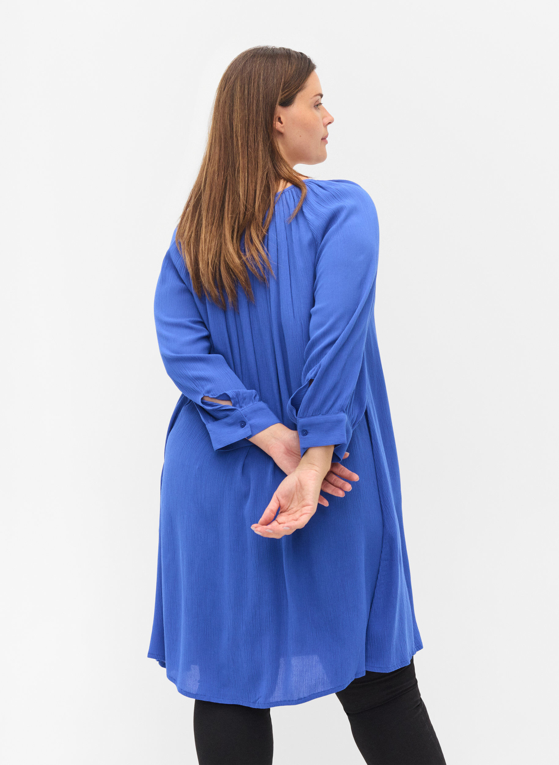 Zizzi Viscose tuniek met 3/4 mouwen , Dazzling Blue, Model image number 1