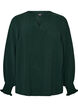 Blouse met smockmanchetten en V-hals, Groen, Packshot image number 0