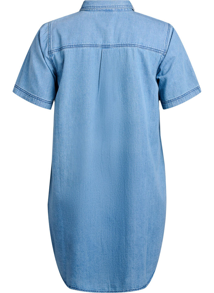 Denim shirtjurk met korte mouwen, Blauw, Packshot image number 1