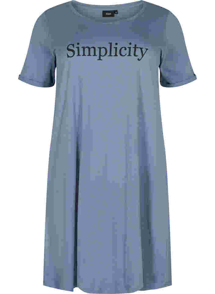 Katoenen nachthemd met korte mouwen en print, Grey W. Simplicity, Packshot image number 0