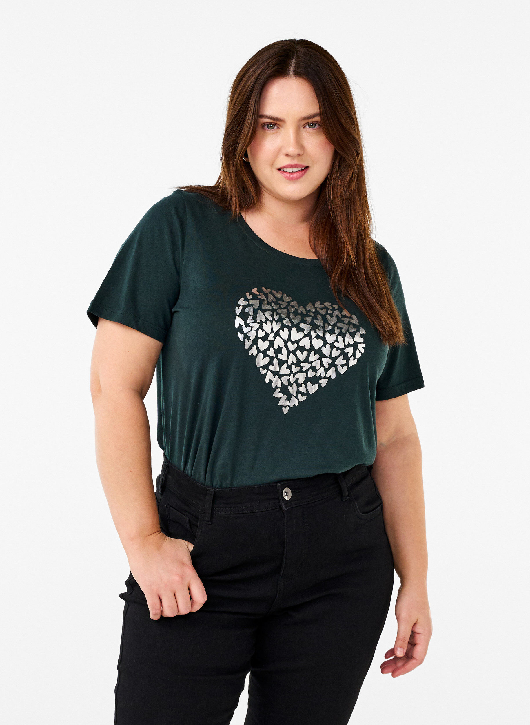 Zizzi FLASH - T-shirt met motief, Groen, Model image number 0