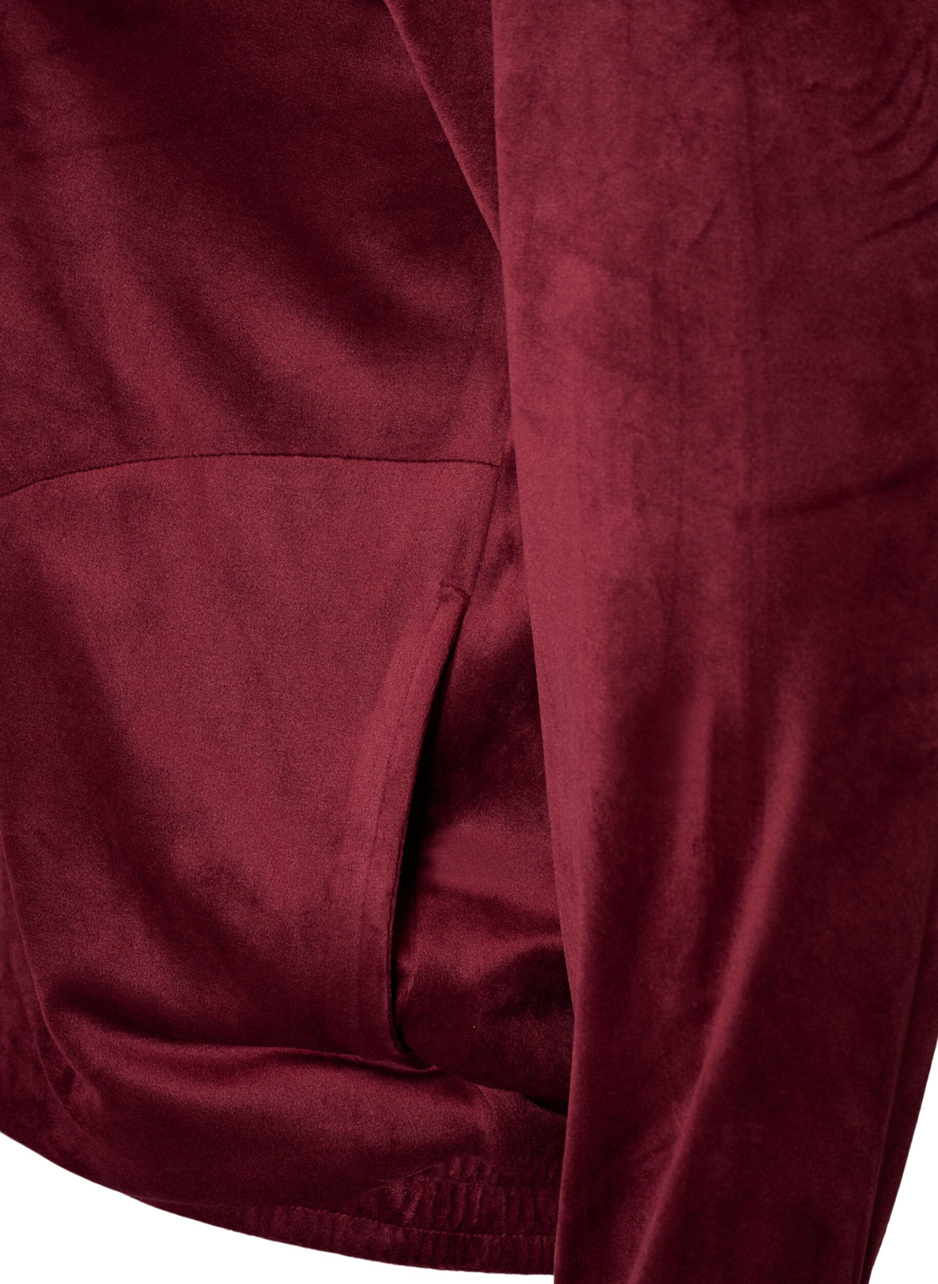 ZizziZachte velours cardigan met rits en hoge kraag, Rood, Packshot image number 3