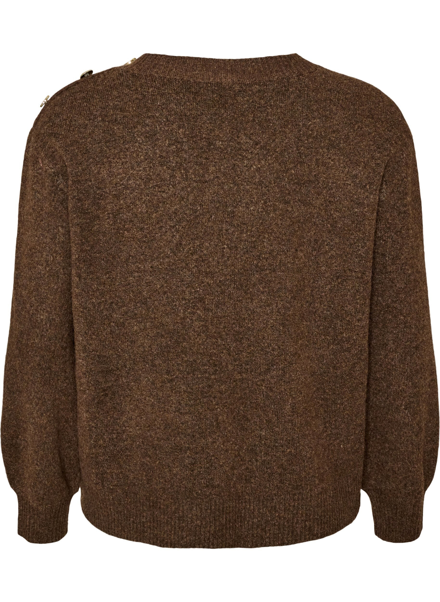 ZizziBreisel blouse met knoopdetail, Bruin, Packshot image number 1