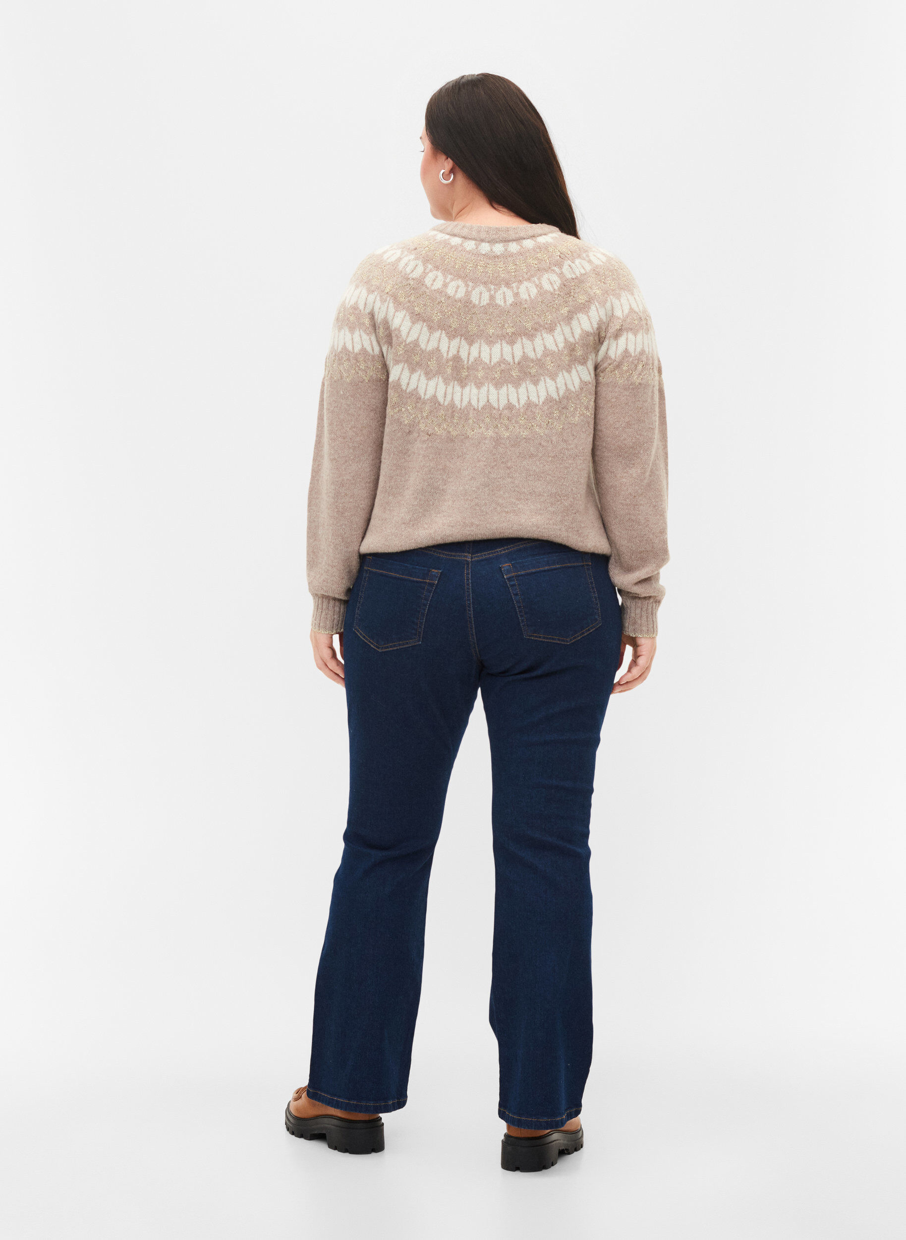 Zizzi Ellen bootcut jeans met hoge taille, Blauw, Model image number 1