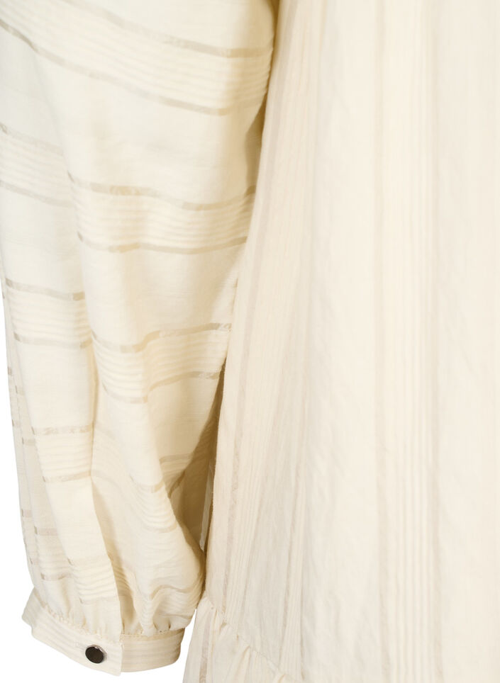 Gedessineerde viscose tuniek met knopen en lange mouwen, Fog, Packshot image number 3