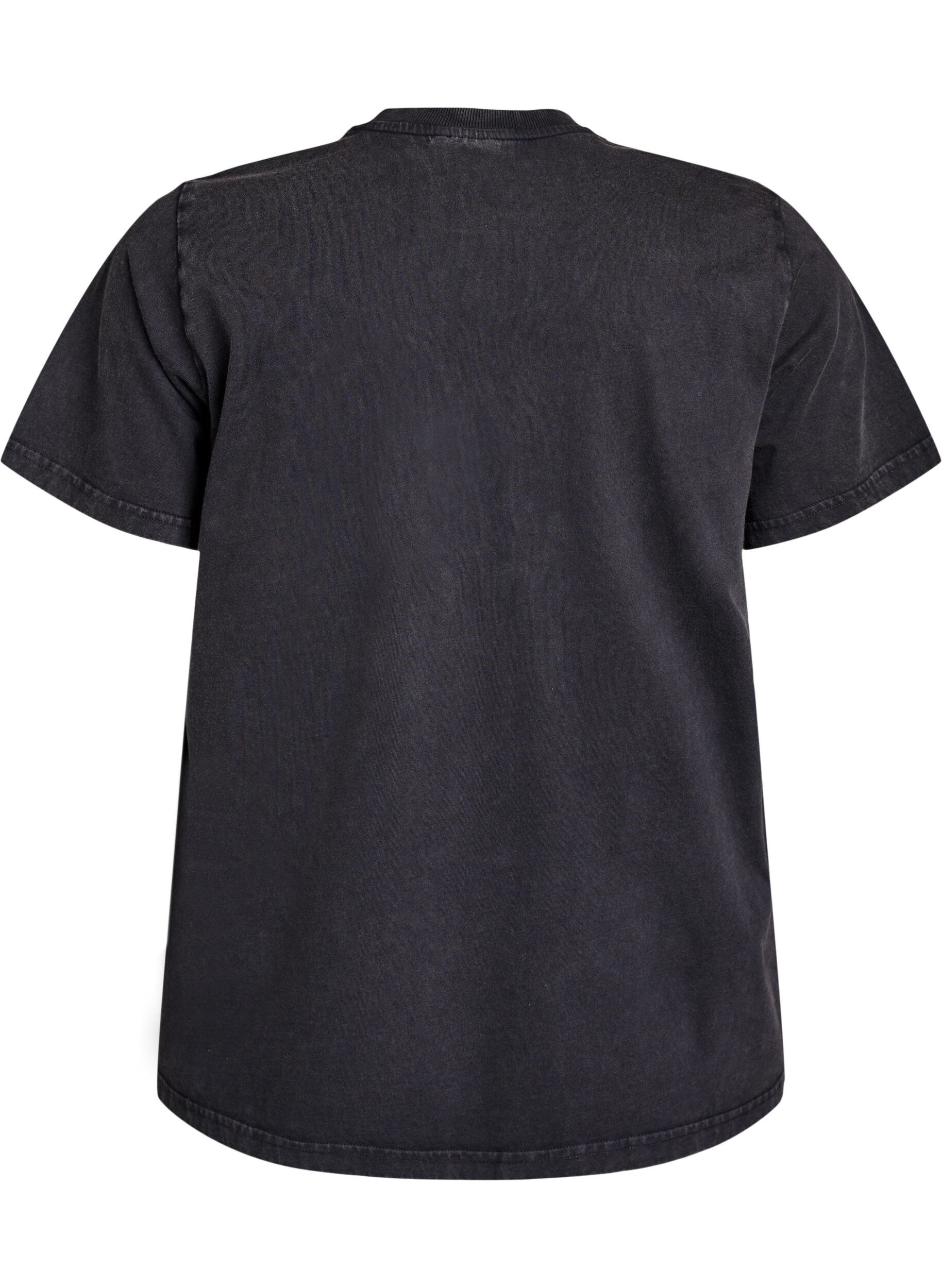 Zizzi T-shirt met teddybeerprint en gewassen look, Grijs, Packshot image number 1