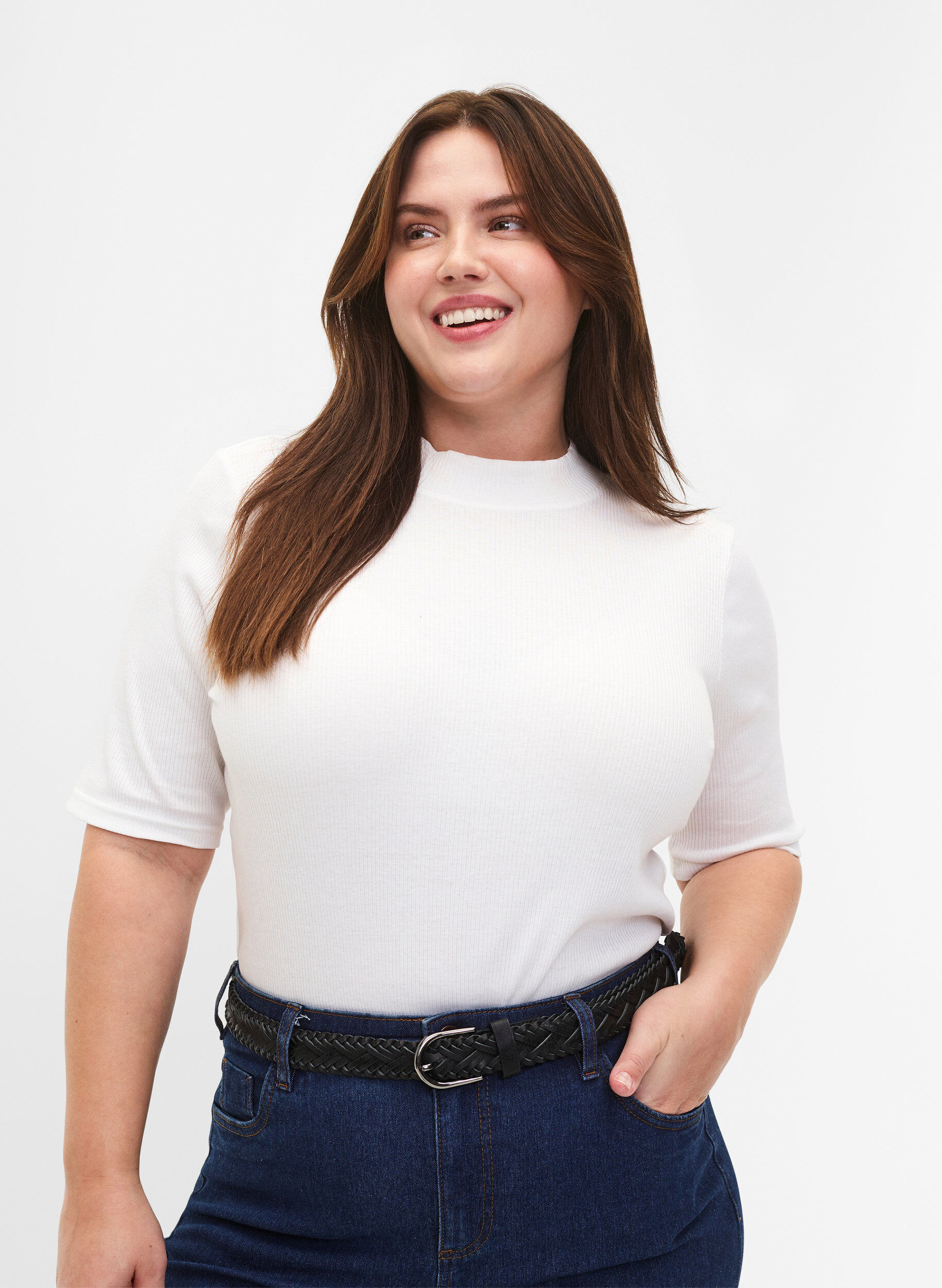 Zizzi Gevlochten riem, Black, Model image number 0