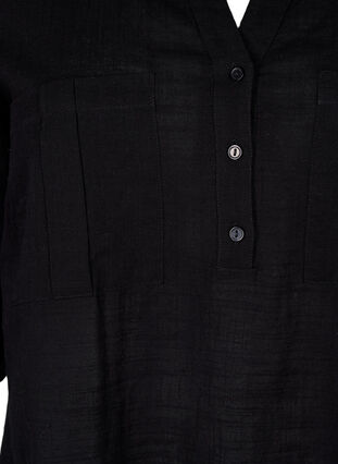 Katoenen tuniek met 3/4 mouwen, Black, Packshot image number 2