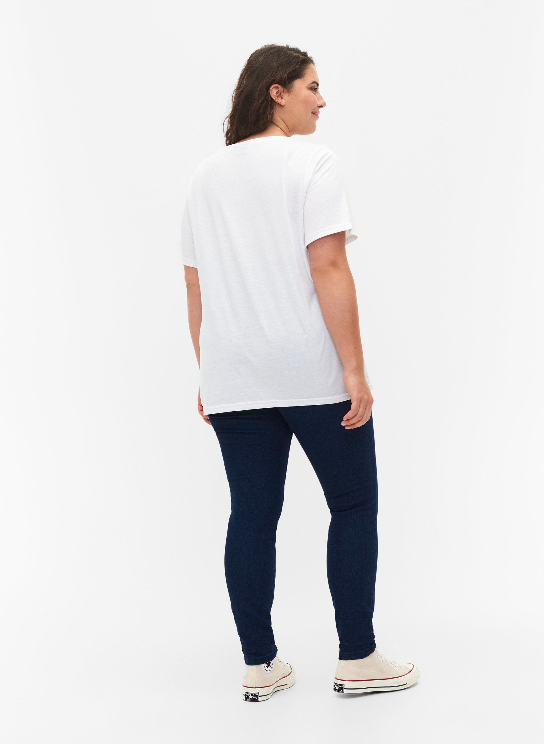 Zizzi FLASH - Nauwsluitende jeggings met hoge taille, Blue denim, Model image number 1