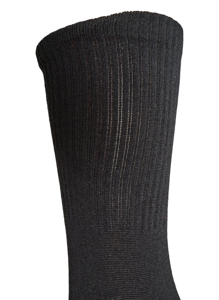 Geribde katoenen sok, Zwart, Packshot image number 2