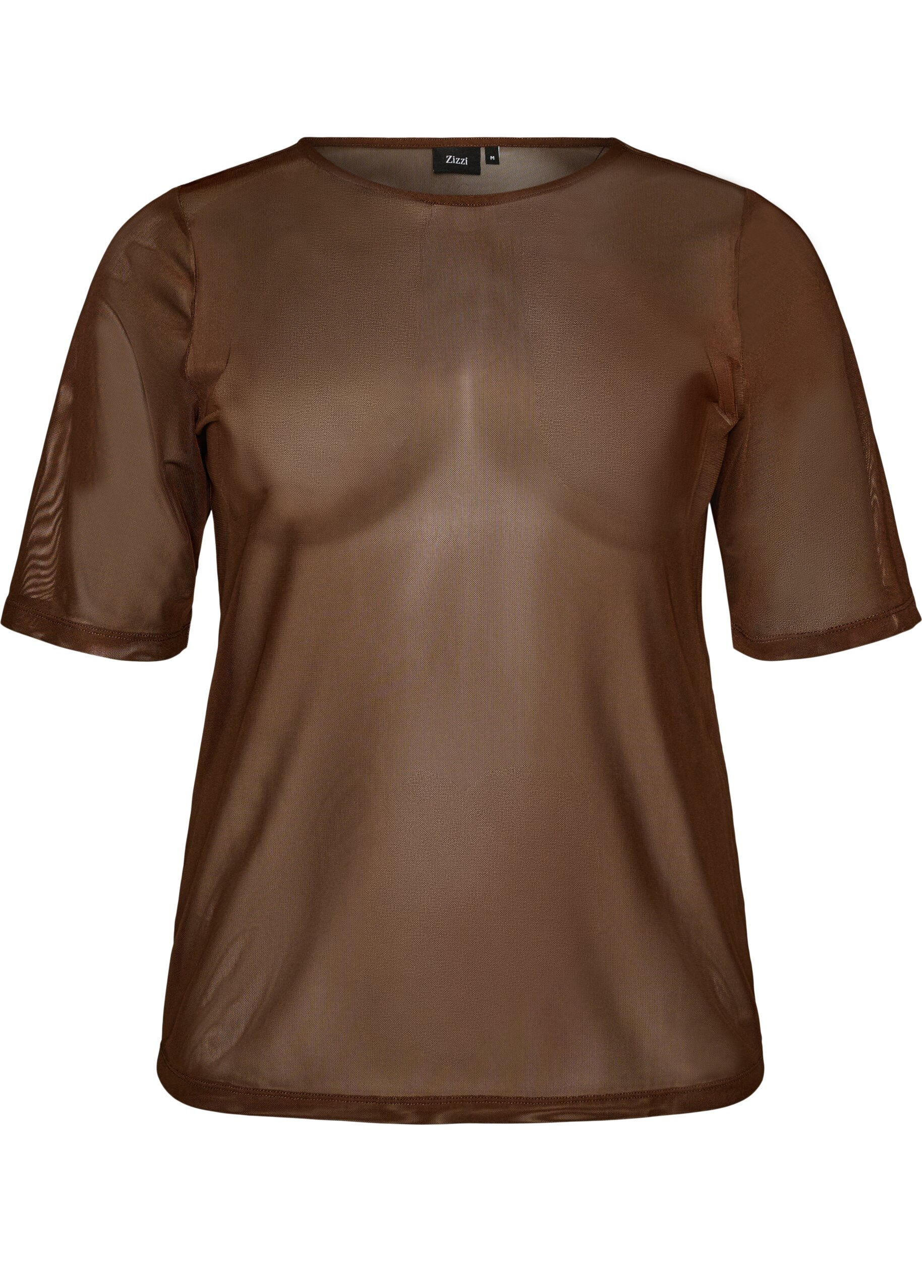 Mesh top met korte mouwen en ronde hals