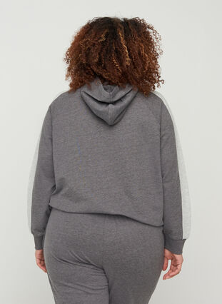 Sweatshirt met capuchon en zak, Dark Grey Melange, Model image number 1
