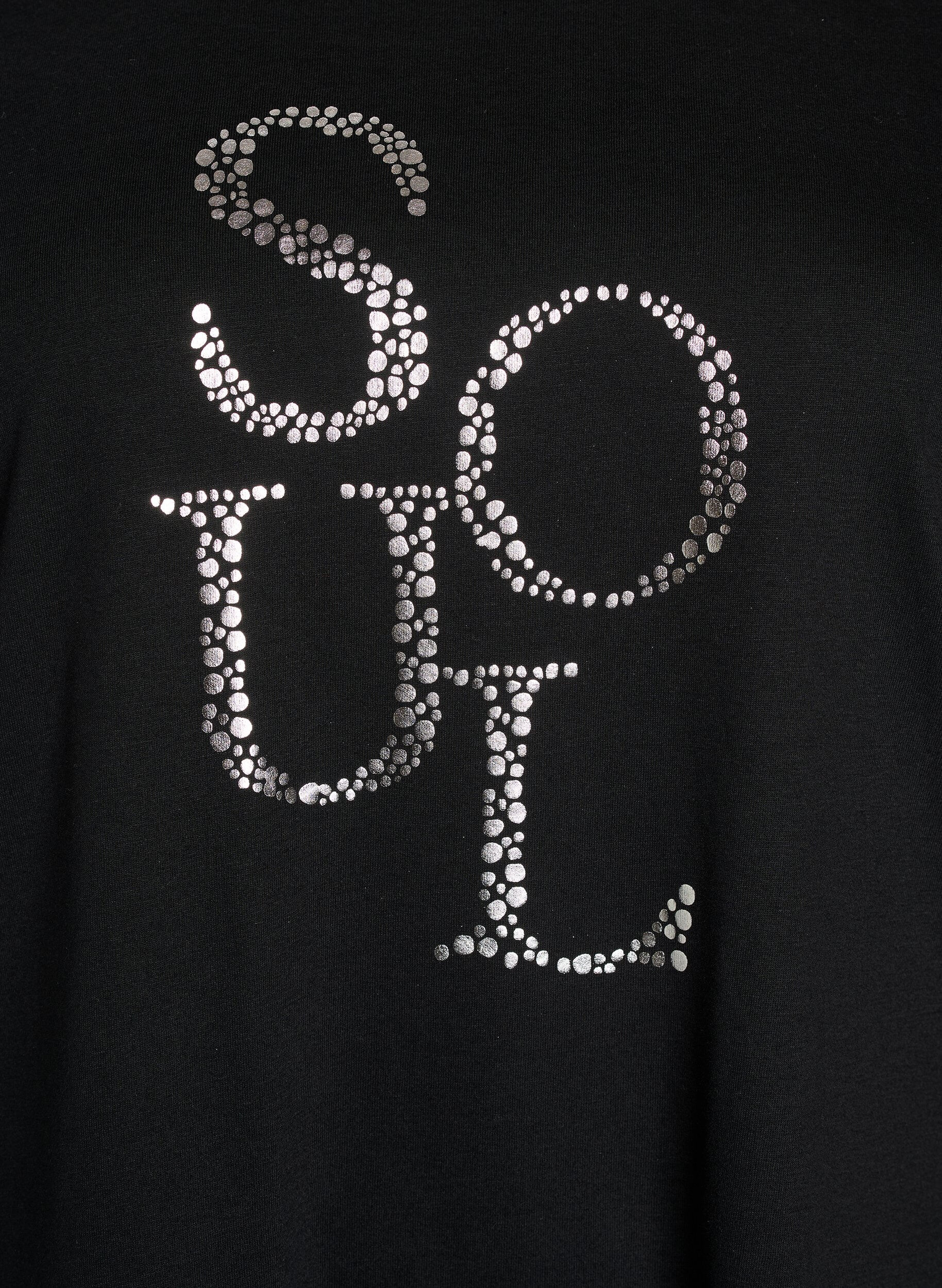 Zizzi T-shirt met print, Zwart, Packshot image number 2