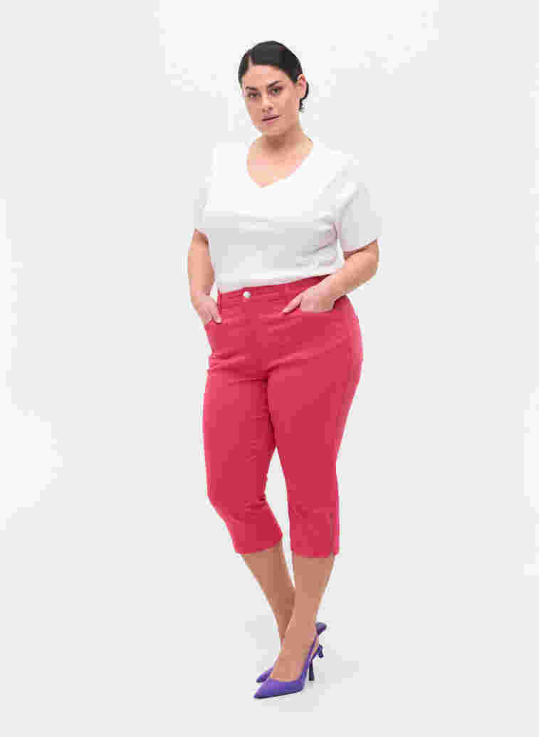 Nauwsluitende 3/4 broek met rits, Pink, Model image number 2