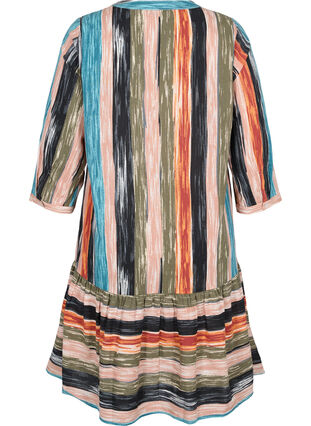 Katoenen jurk met patroon en 3/4 mouwen, Multi Stripe AOP, Packshot image number 1