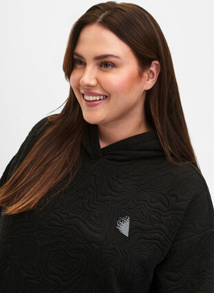 Sportief sweatshirt met capuchon, Black, Model image number 2