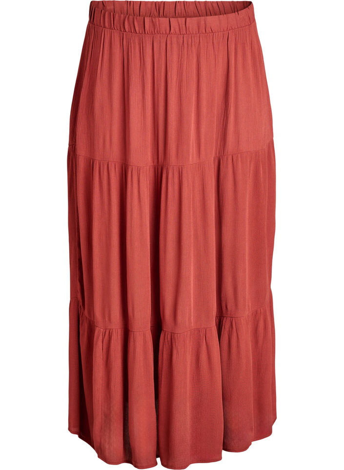 Lange rok met elastiek in de taille, Rood, Packshot image number 0