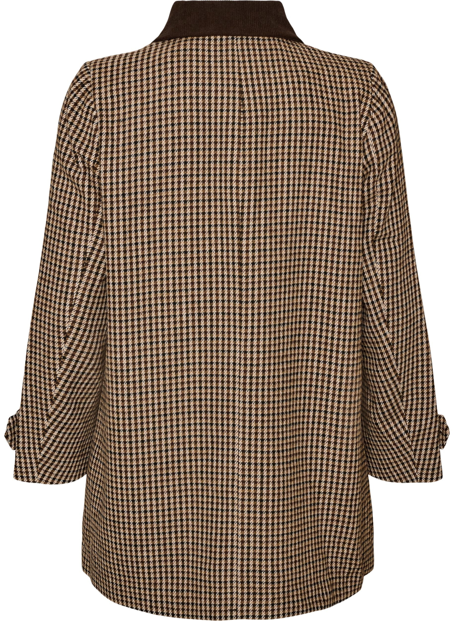 ZizziGeruite jas met corduroy kraag, Bruin, Packshot image number 1