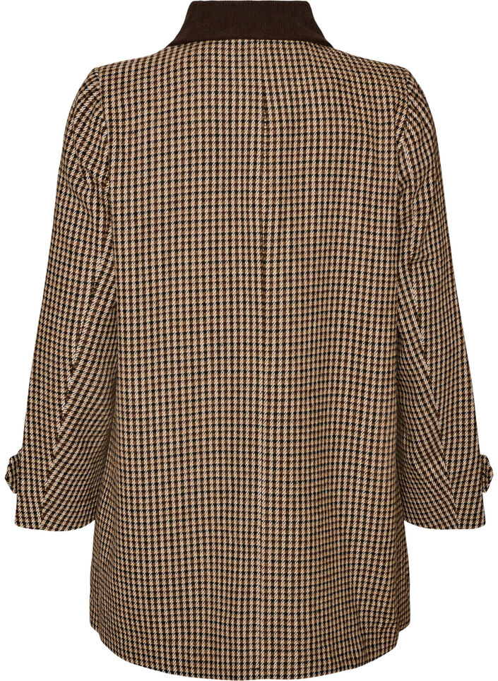 Geruite jas met corduroy kraag, Bruin, Packshot image number 1