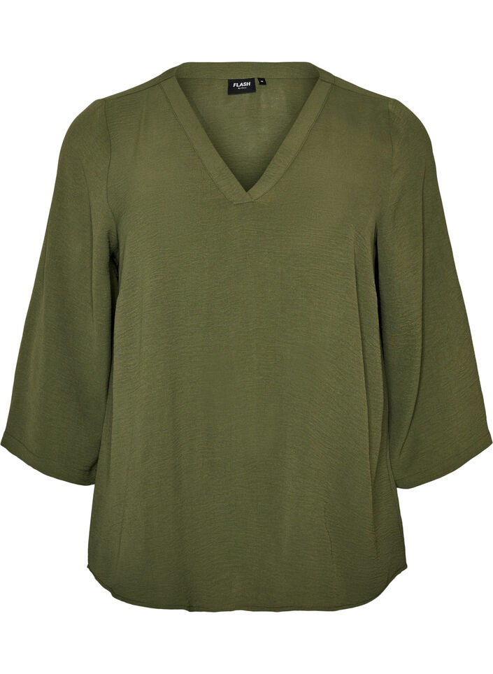 Blouse met 3/4 mouwen, Groen, Packshot image number 0