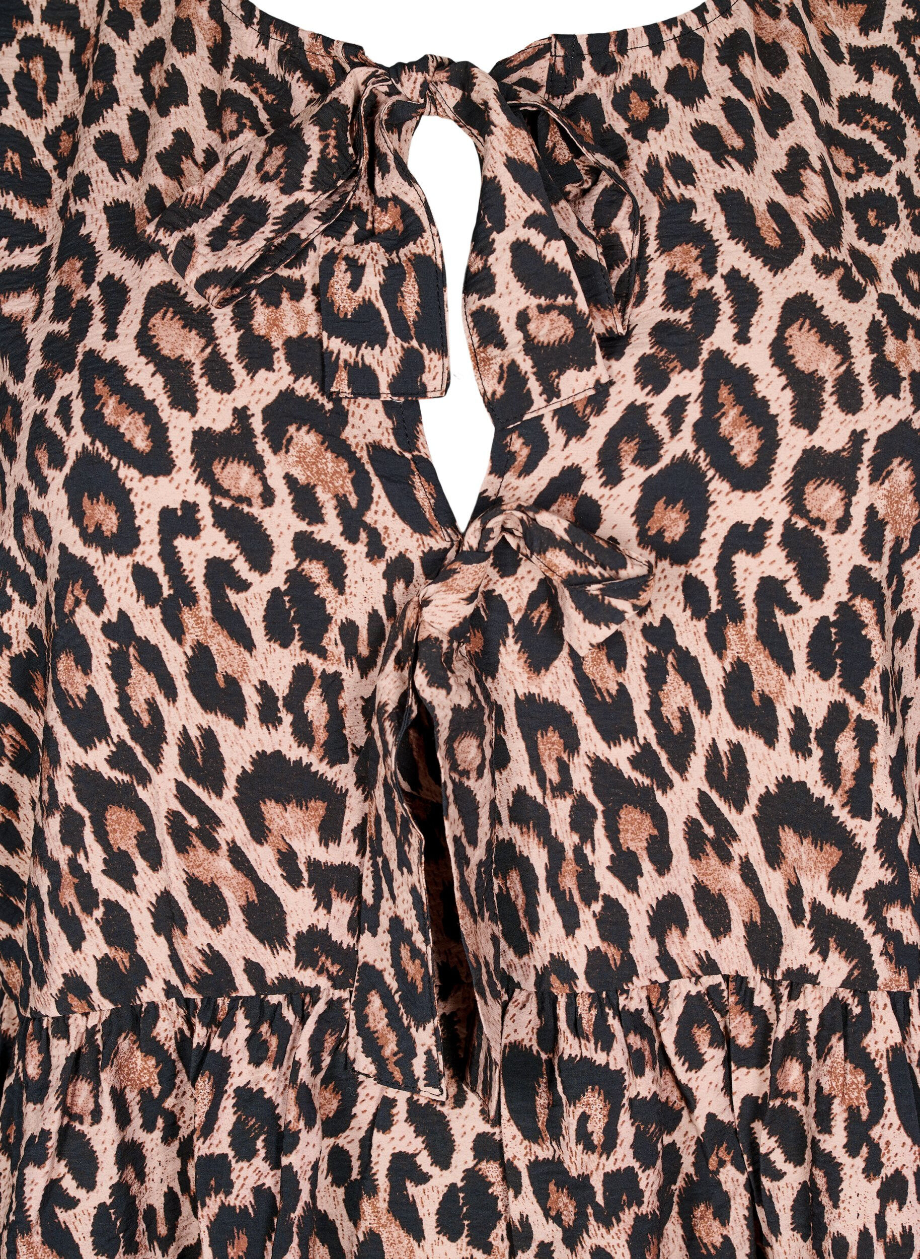 Zizzi Peplum blouse met strik en luipaardprint, Bruin, Packshot image number 2