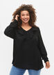  Blouse met ruches en lange mouwen, Black, Model image number 0