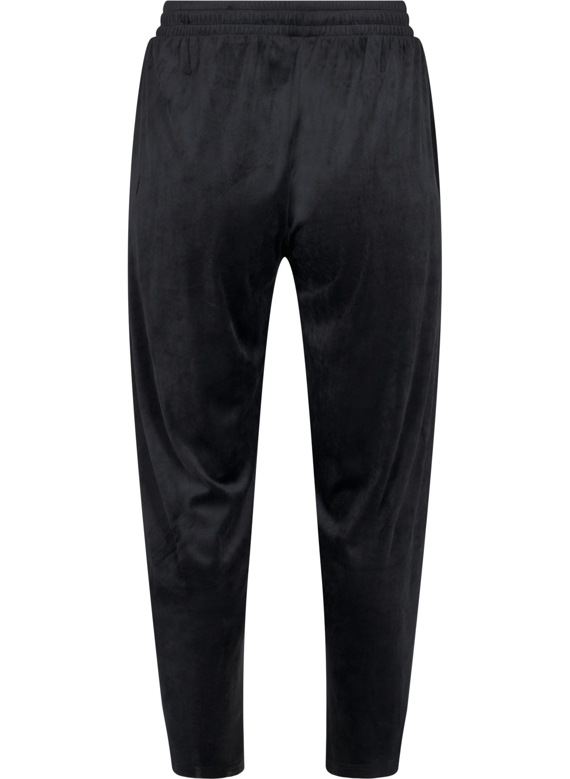 Zizzi Losse velourse broek, Black, Packshot image number 1