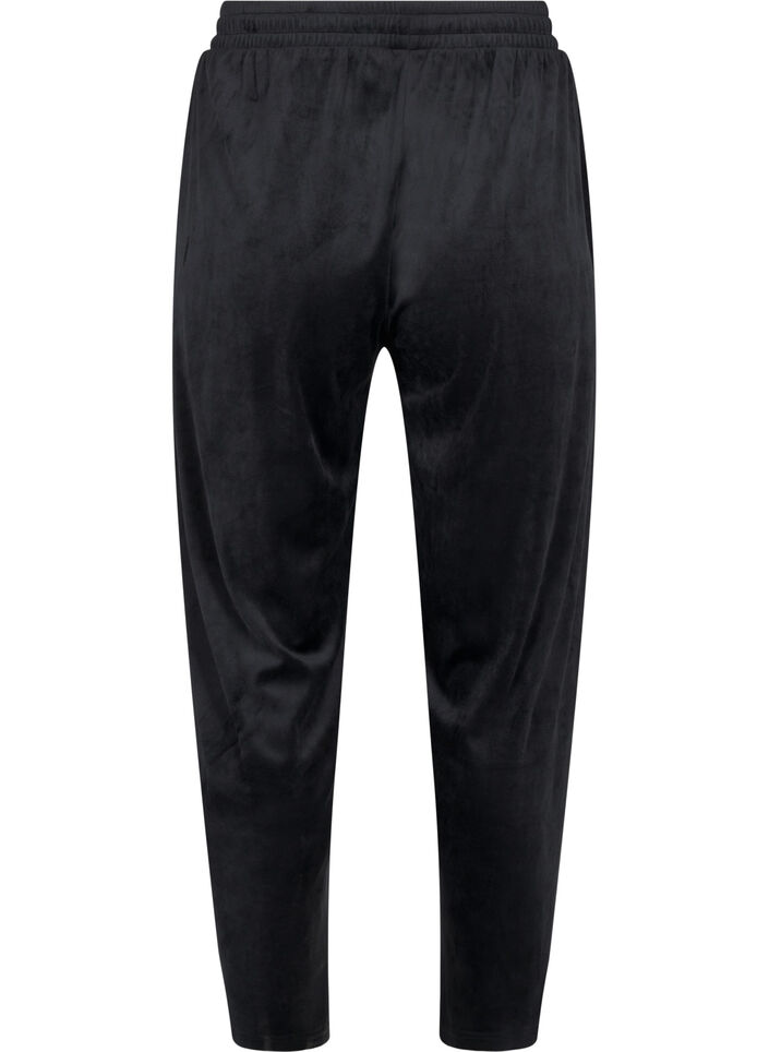 Losse velourse broek, Black, Packshot image number 1