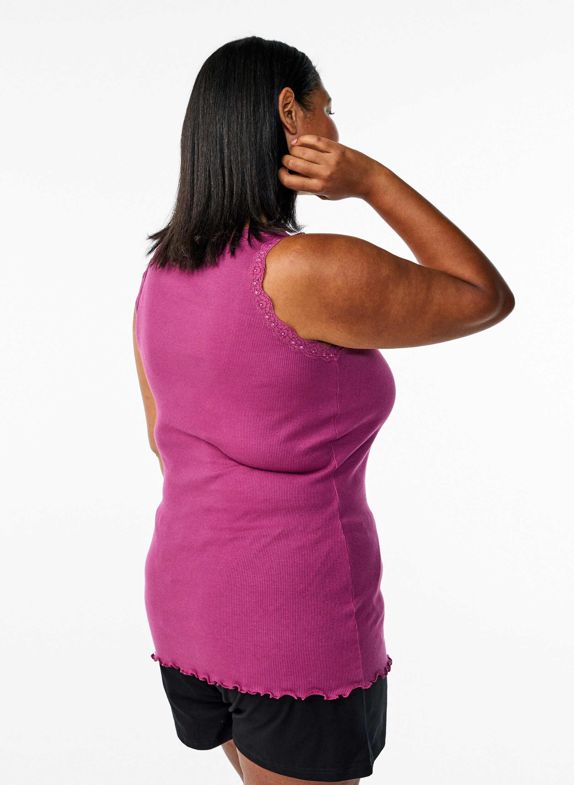 Zizzi Top met kant, Rood, Model image number 2