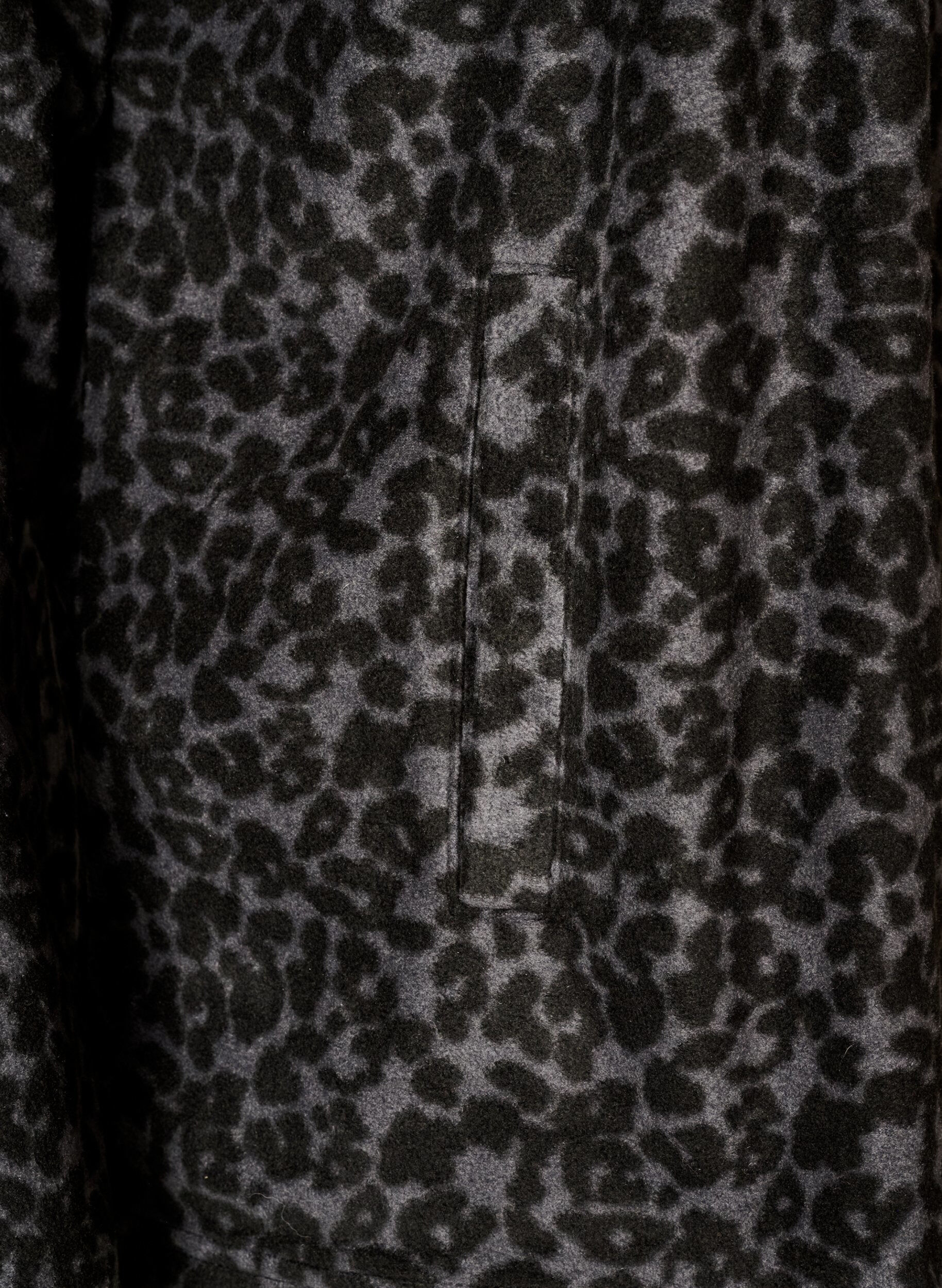 ZizziFleecejack met luipaardprint en een hoge kraag, Zwart, Packshot image number 3