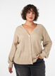 Vest met V-hals en ribstructuur, Beige, Model image number 0