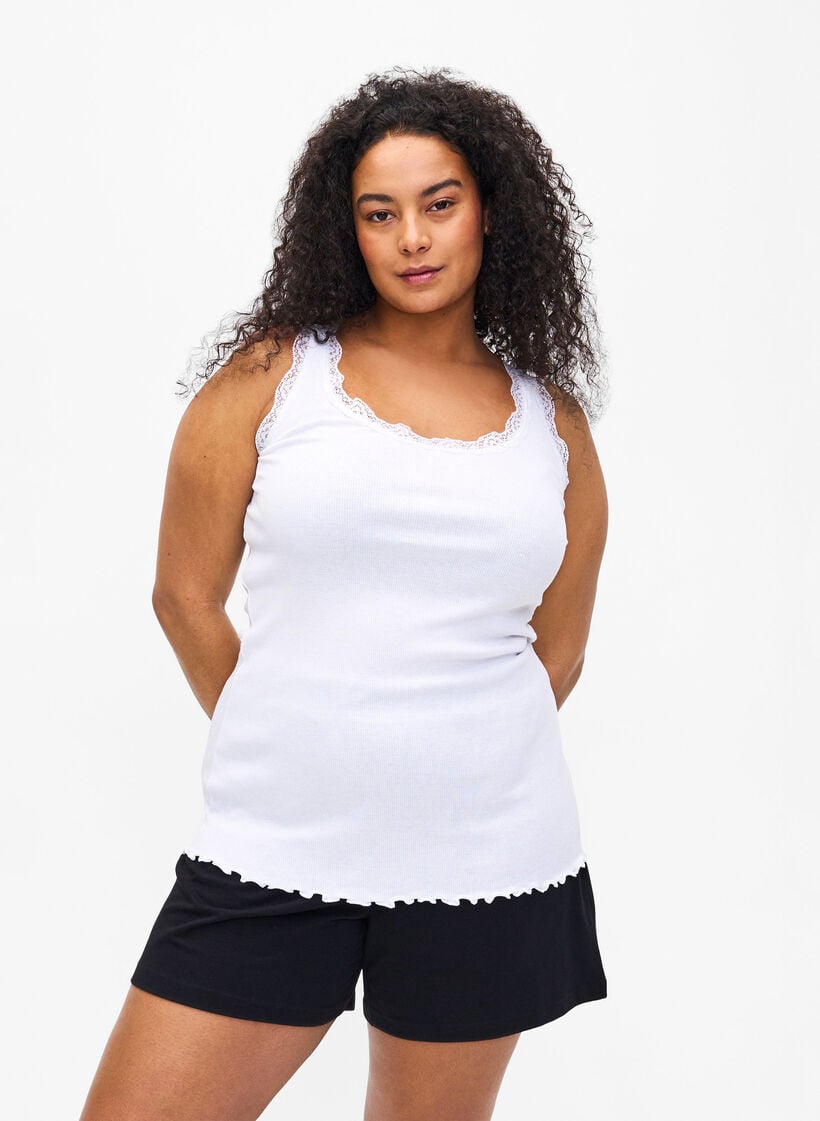 Top met kant, Wit, Model image number 0