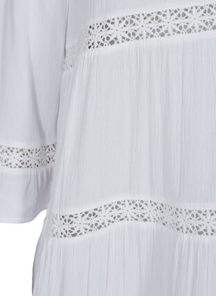Viscose jurk met a-lijn en kanten lint, White, Packshot image number 3