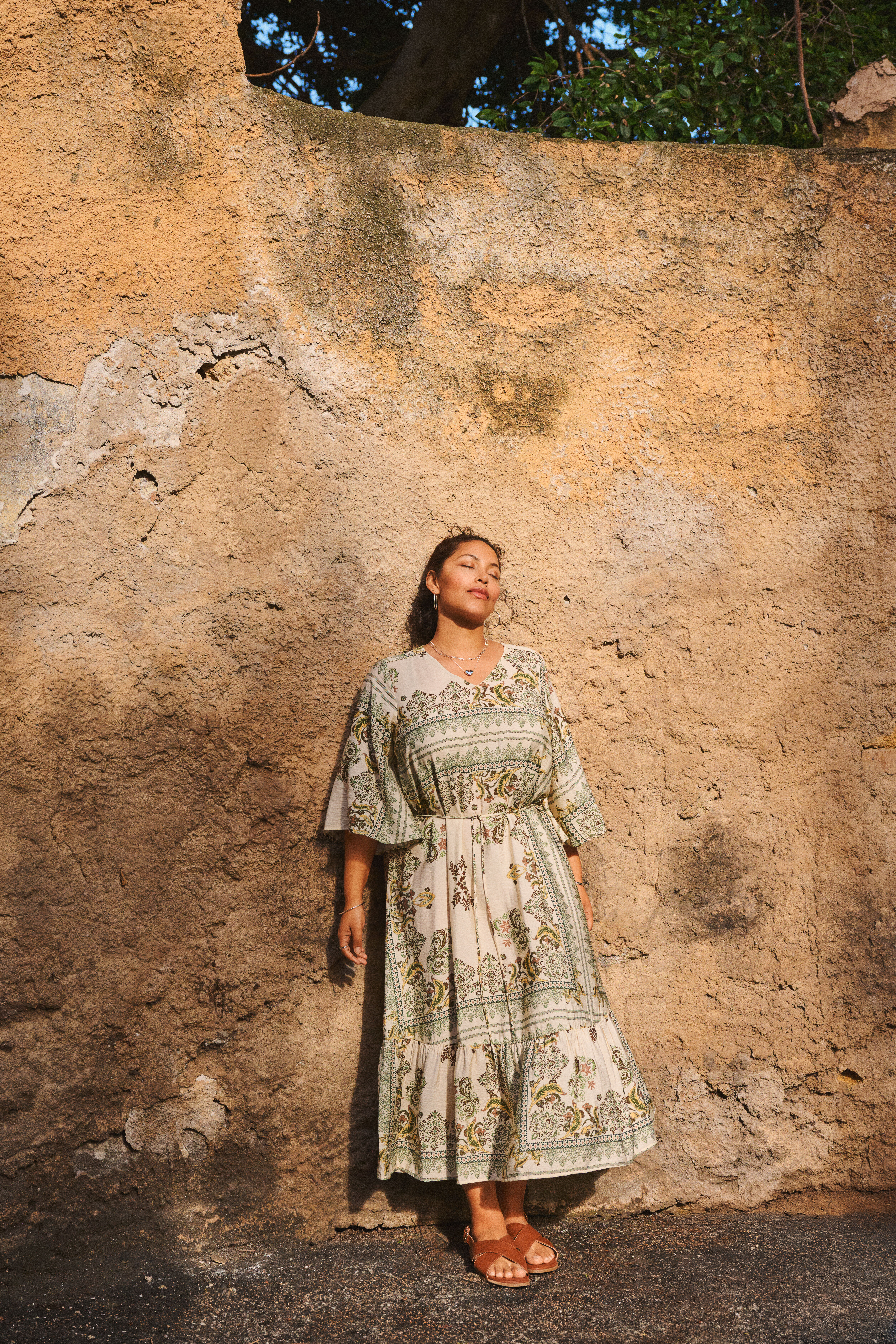 Zizzi Patroonjurk in groentinten, , Model