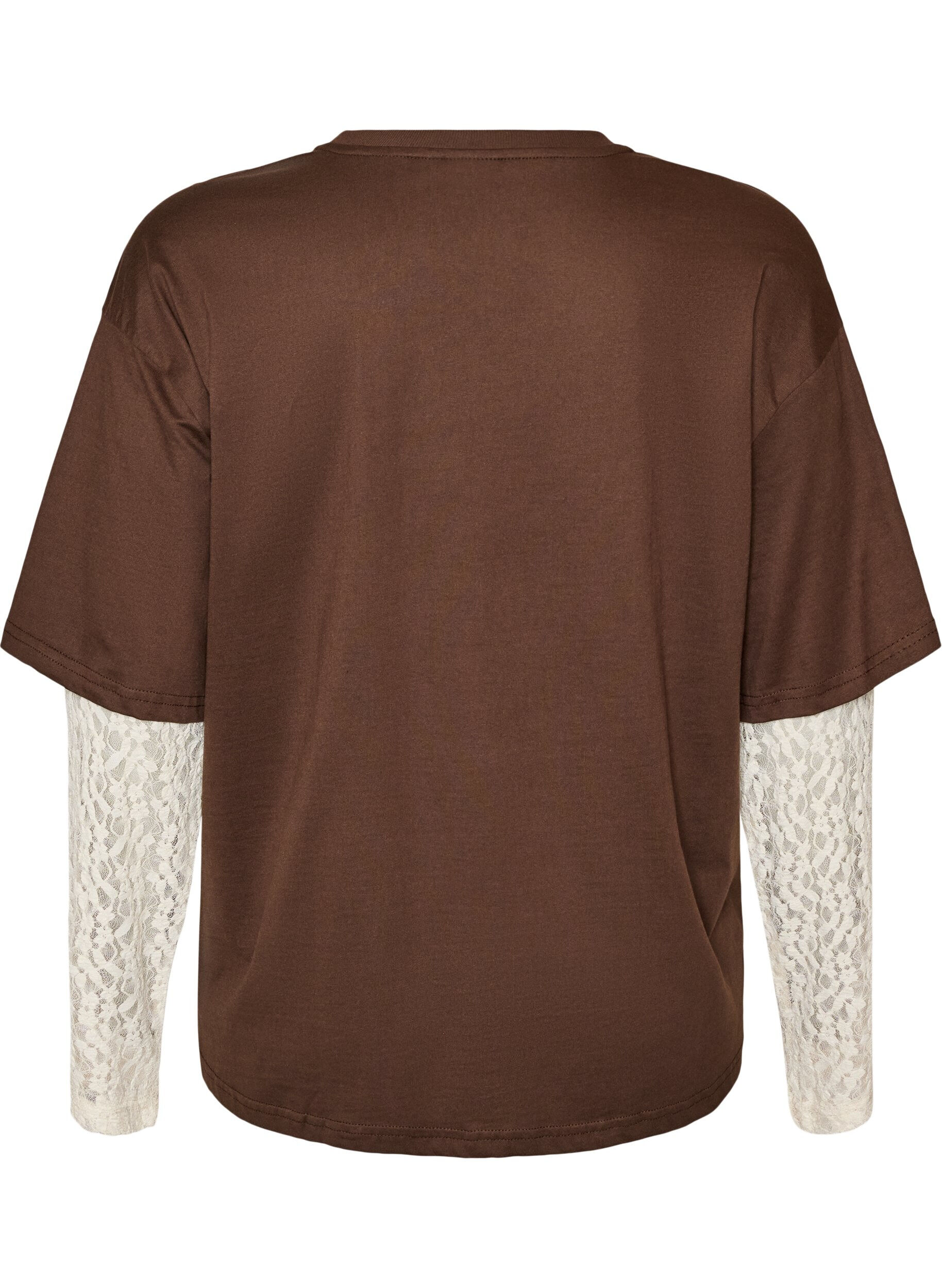 ZizziLos T-shirt met lange kanten mouwen, Bruin, Packshot image number 1