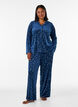 Velour pyjamashirt met een all-over print, Blauw, Model image number 1