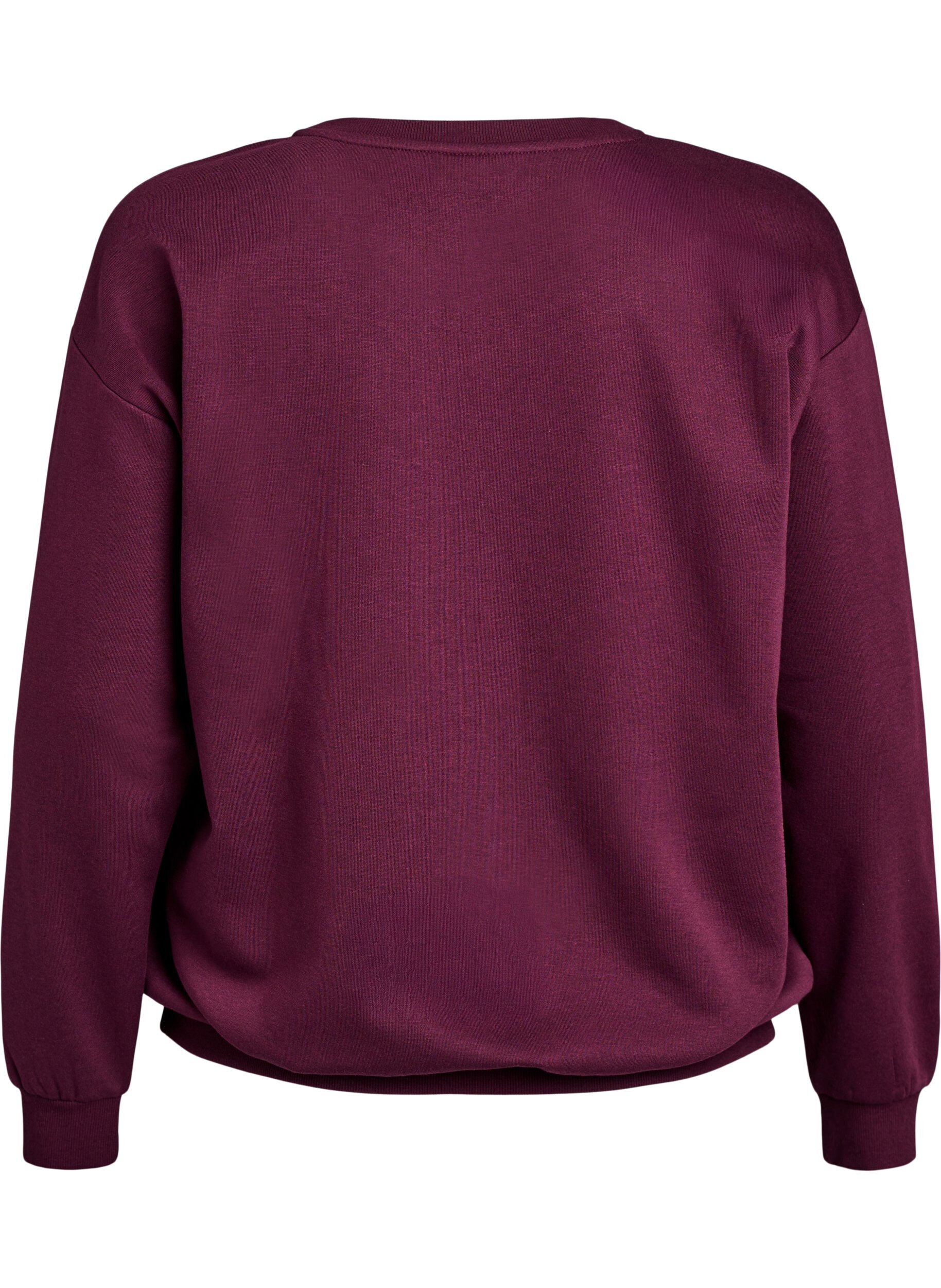 Zizzi Sweatshirt met tekst print, Rood, Packshot image number 1