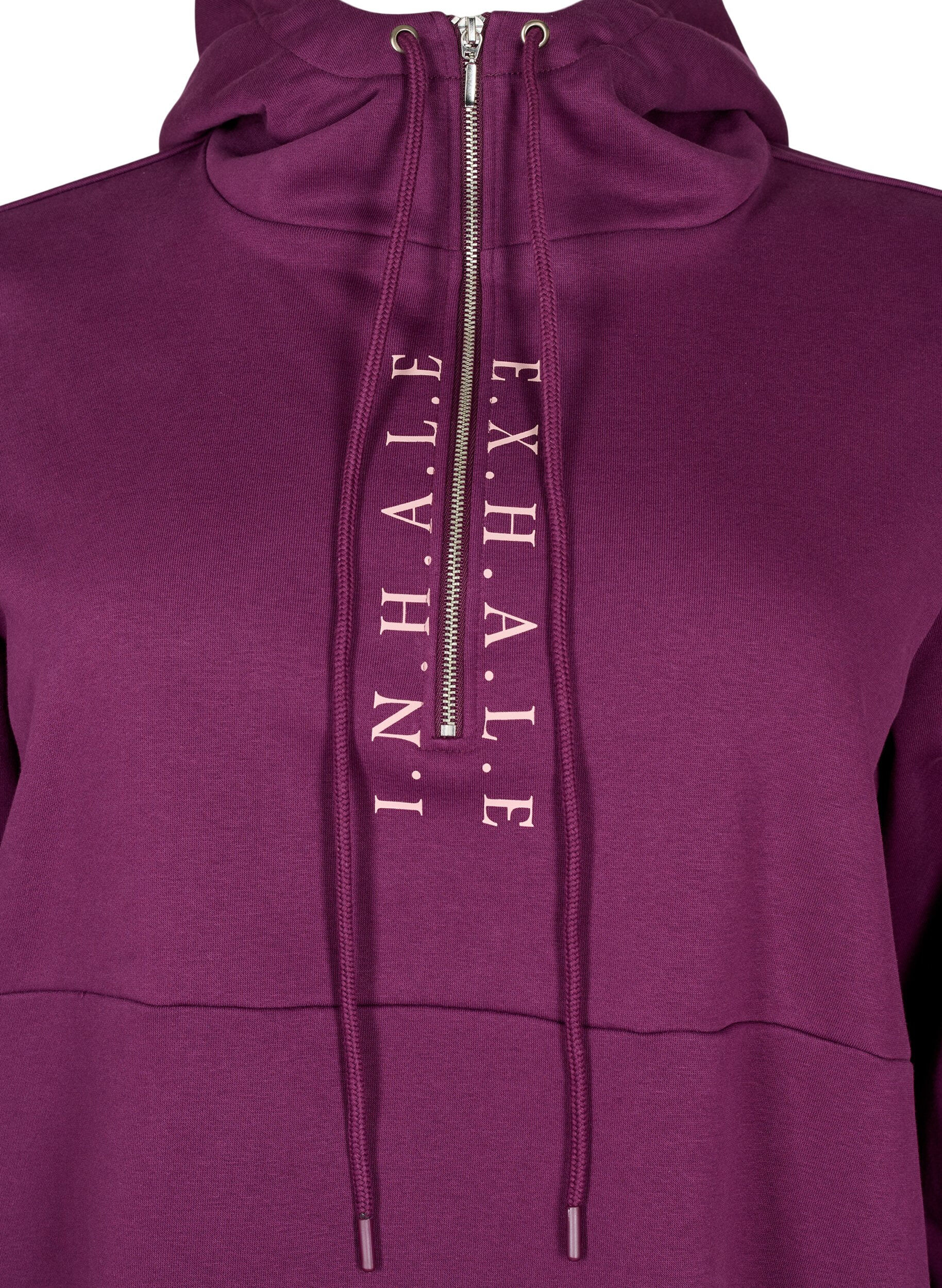 Zizzi Sportieve sweatshirtjurk met capuchon, Pickled Beet/SilverP, Packshot image number 2