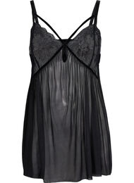 Transparante chemise met kant, Black
