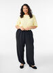 Geweven blouse met korte mouwen en ronde hals, Geel, Model image number 1