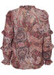 Blouse met paisleyprint en ruchesdetails, Paars, Packshot image number 1