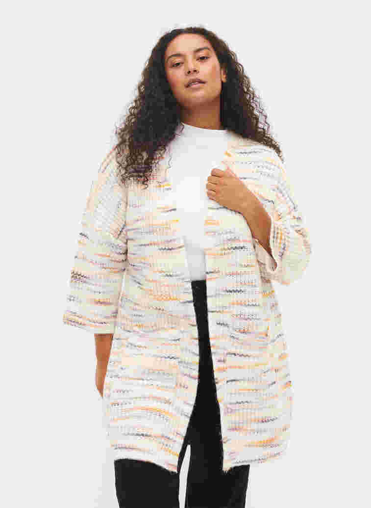 Gemêleerd gebreid vest met cropped mouwen, Multi Color, Model
