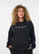 Sweater met capuchon en print, Zwart, Model image number 3