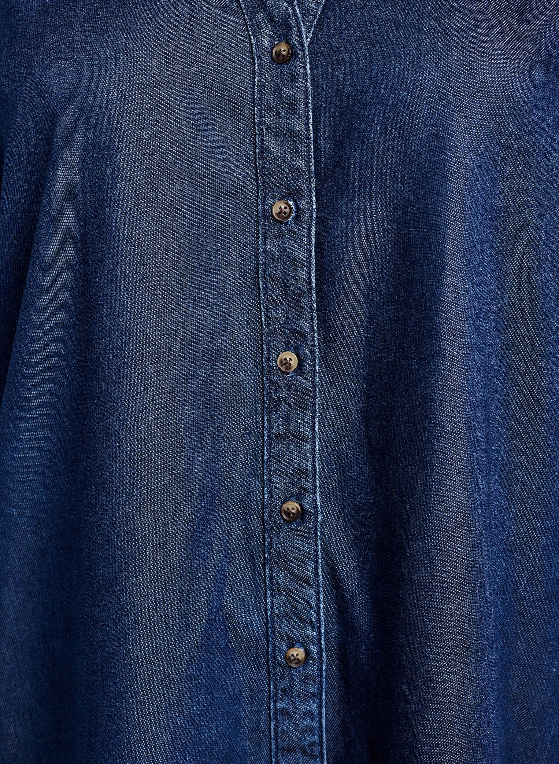 ZizziDenimlook jurk met knoopsluiting en ruches mouwtjes, Blauw, Packshot image number 2