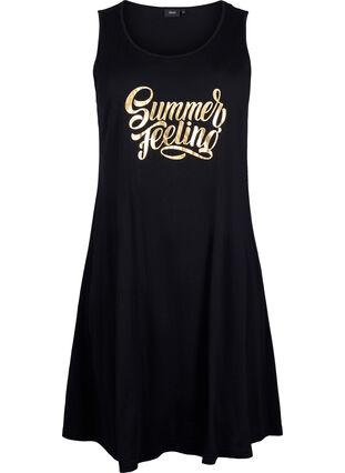 Mouwloze katoenen jurk met a-vorm, Black W. Summer, Packshot image number 0