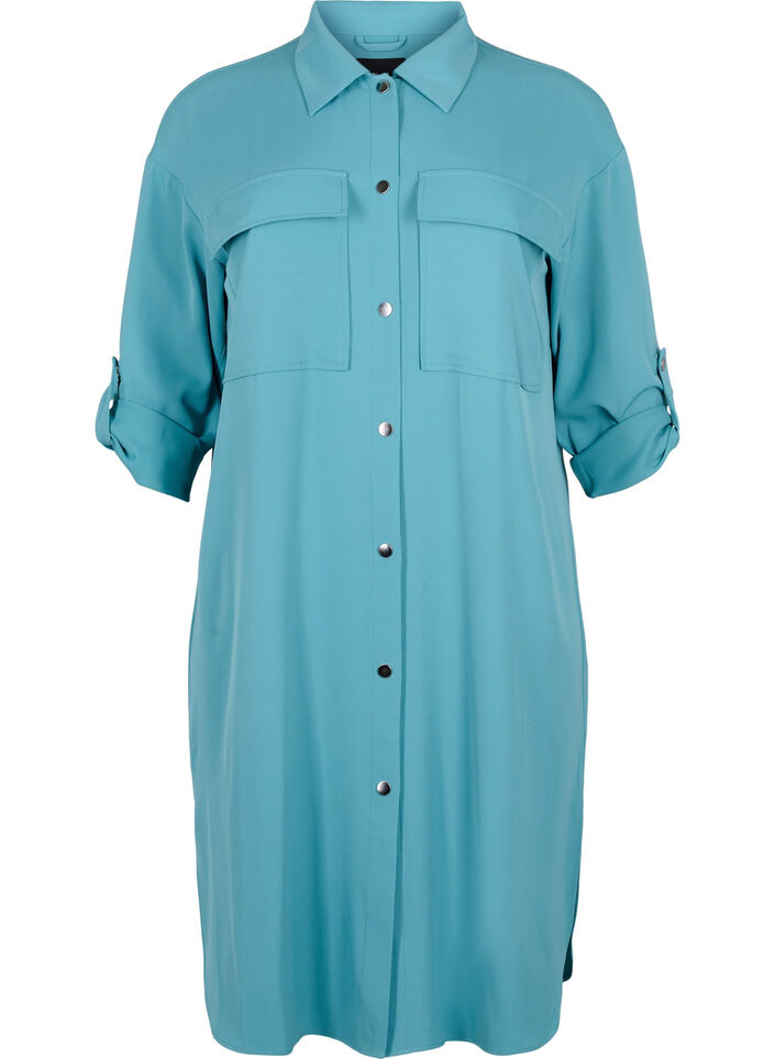 Lang overhemdjasje met knoopsluiting, Brittany Blue, Packshot image number 0