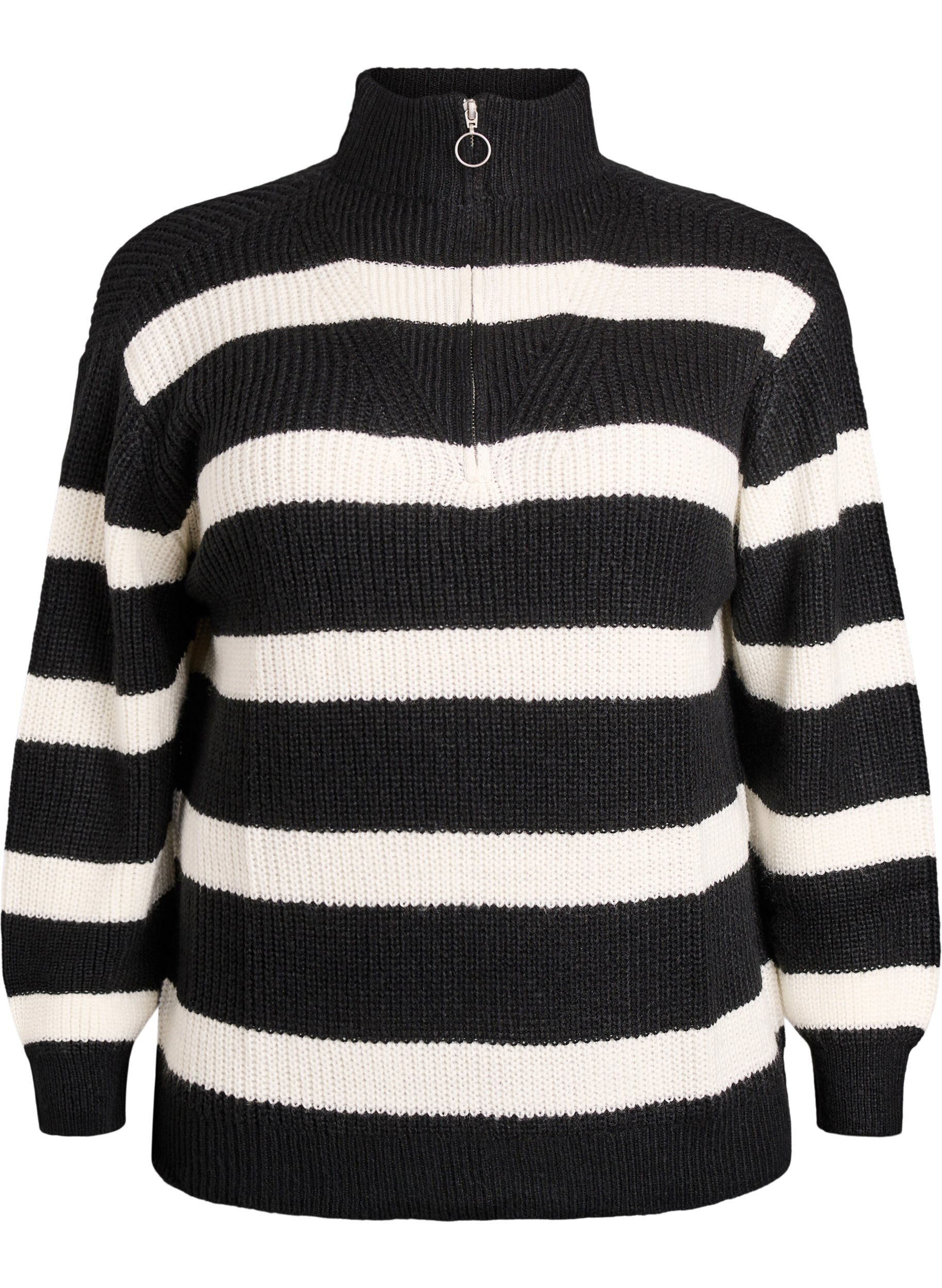 FLASH - Gebreide trui met hoge hals en rits