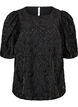 Jacquard blouse met sprankelende details en pofmouwen, Zwart, Packshot image number 0